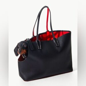 CHRISTIAN LOUBOUTIN Cabawouaf Leather Pet Carrier Cabata Tote Bag